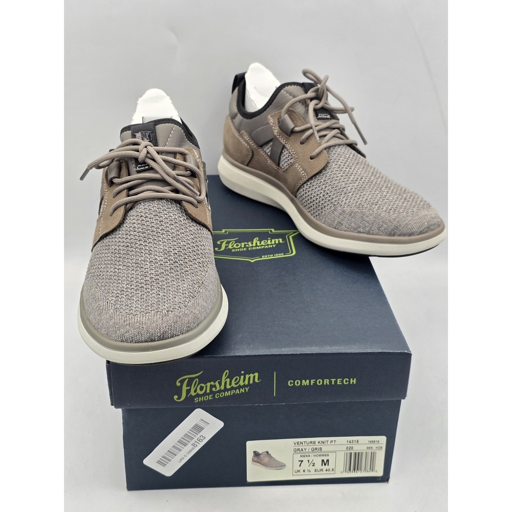 NEW Florsheim Venture Knit Plain Toe Shoes, Gray, Men's 7.5 M